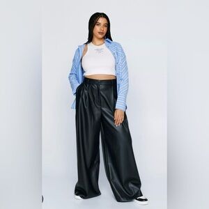 SO Black Wide Leg Leather Pants Large Size 13